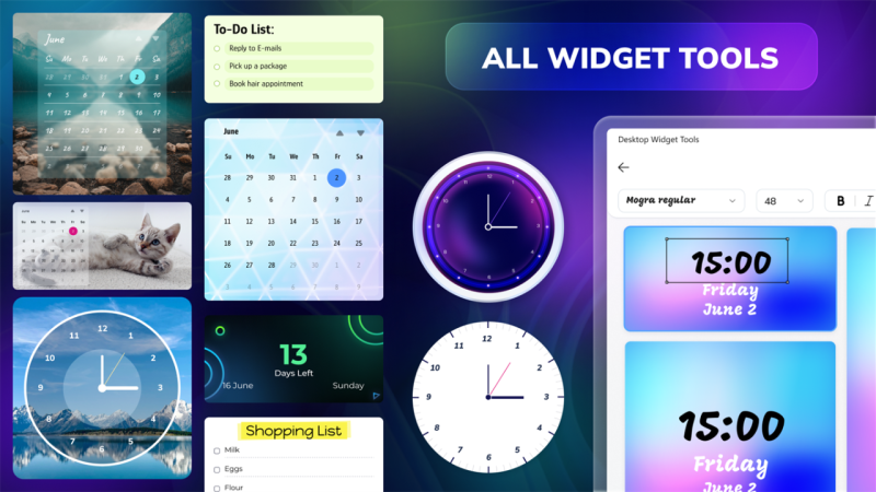 Thêm tiện ích màn hình cho Windows 10 với Desktop Widget Tools: Custom Calendar and Clock