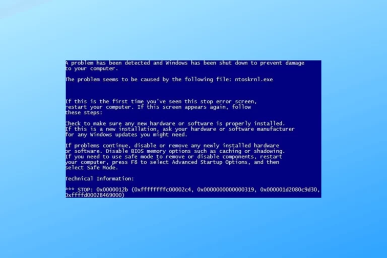 Fix blue screen