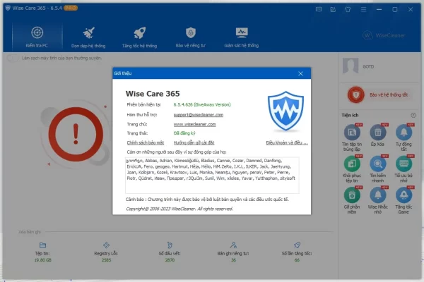 Sử dụng miễn phí Wise Care 365 Pro vĩnh viễn 2