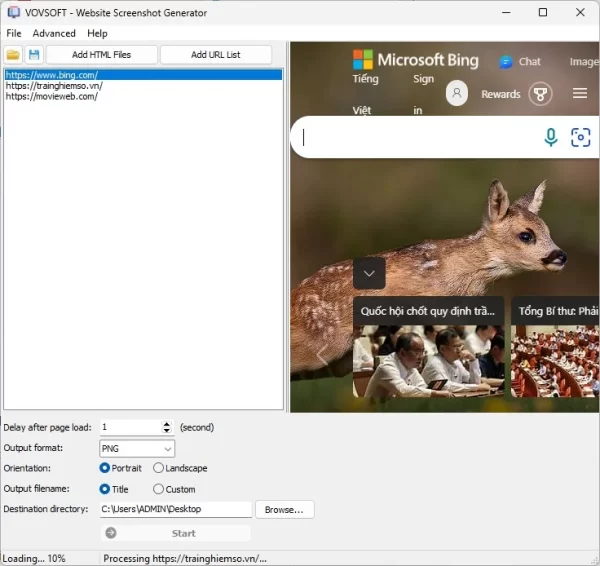 Vovsoft Website Screenshot Generator 5