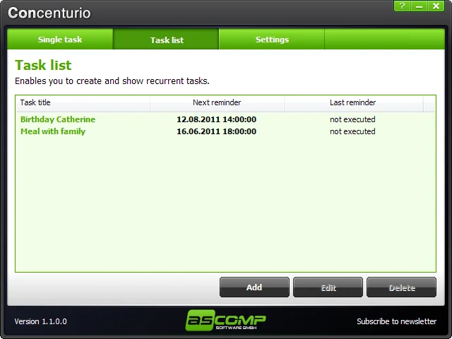 Ascomp Concenturio: Công cụ nhắc nhở lịch tối ưu trên PC