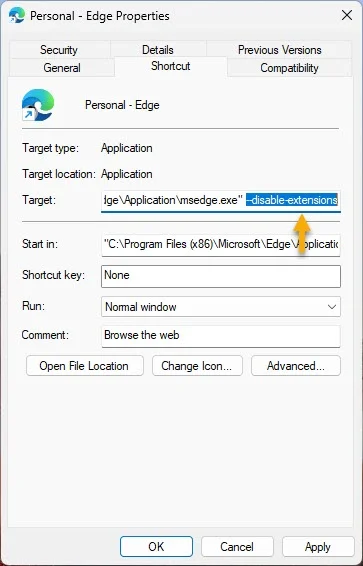 Cách khởi chạy Microsoft Edge không có extension 4