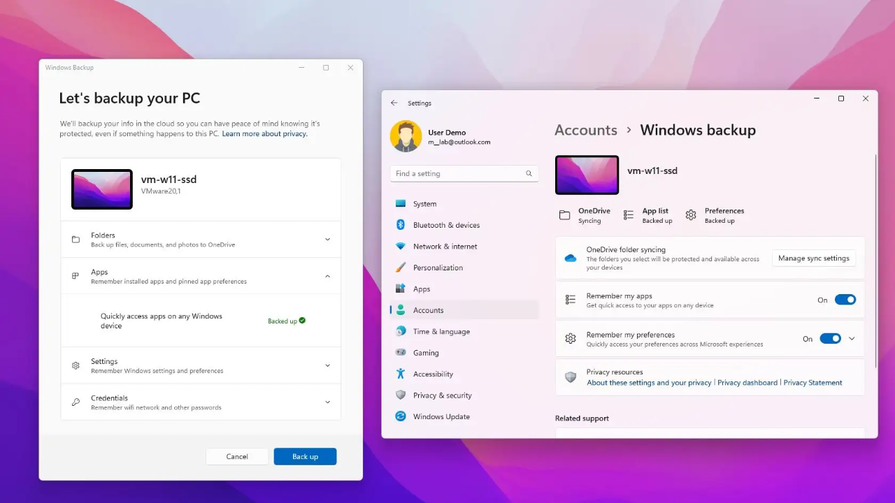 Cách sử dụng Windows Backup mới trên Windows 11