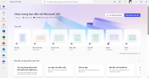 Đây là giao diện mới của Microsoft 365 phiên bản desktop 2