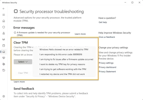 TPM Troubleshooter và Clear TPM trên Windows 11 là gì 3