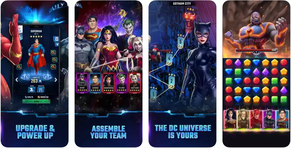 DC Heroes & Villains: Match 3: game nối-3 phong cách DC