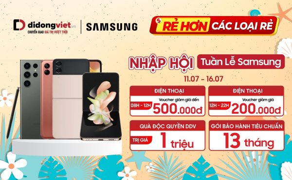 Di Động Việt triển khai chương trình “Nhập hội Samsung”, tung ra loạt ưu đãi sốc cho điện thoại Samsung