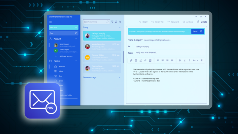 Client for Email Services PRO: Trình quản lý email giống Windows Mail