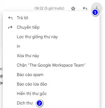 Cách dịch email trong Gmail