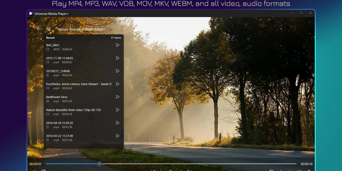 Universal Media Player+: Trình phát media có khả năng làm mờ hình thu ...