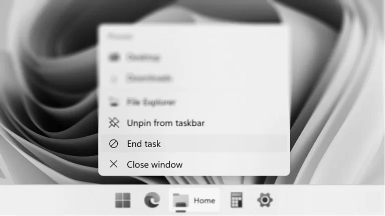 Cách kết thúc tác vụ ứng dụng không phản hồi trên Windows 11 từ trình đơn chuột phải taskbar