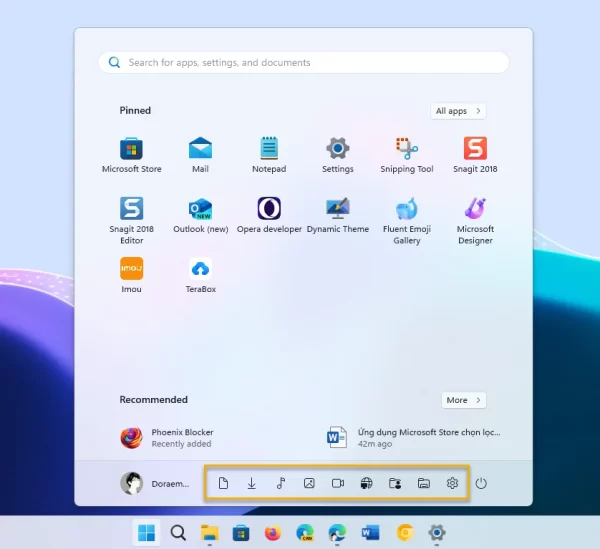Cách thêm Settings, File Explorer, Downloads,... vào trình đơn Start trên Windows 11 2