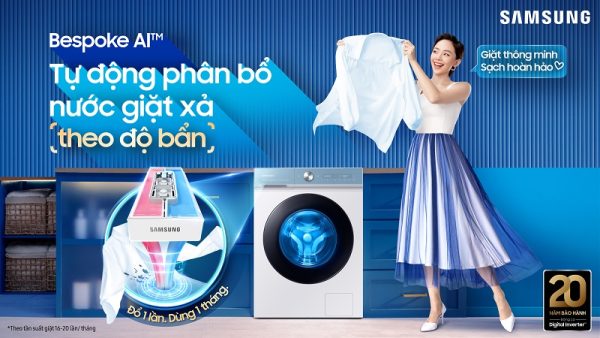 Samsung ra mắt máy giặt thông minh Bespoke AI được nâng cấp về cả công nghệ lẫn thiết kế