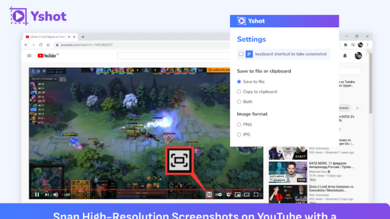 Yshot: Chụp nhanh màn hình video YouTube với 1 phím tắt