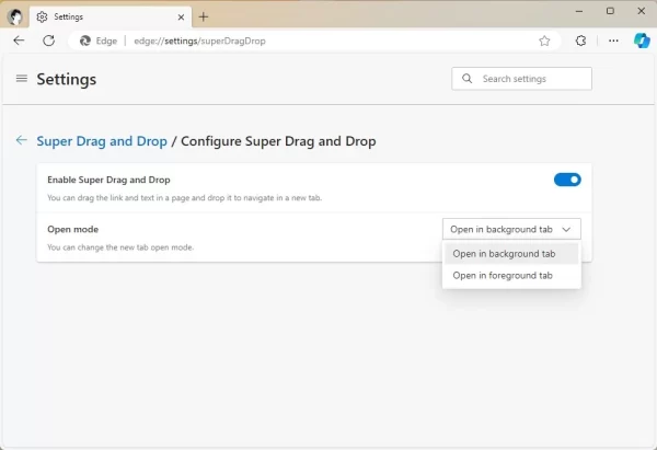 Microsoft Edge Super Drag Drop 2