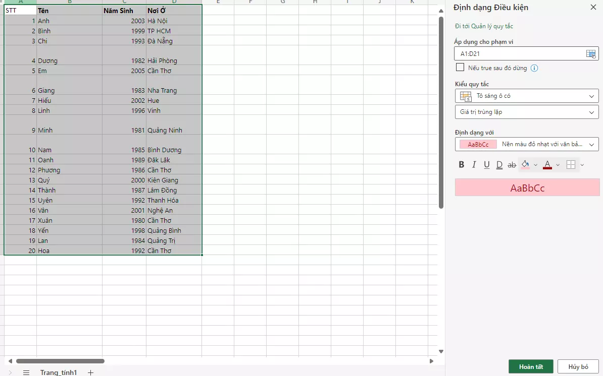 Cách xử lý dữ liệu trùng lặp trong Excel
