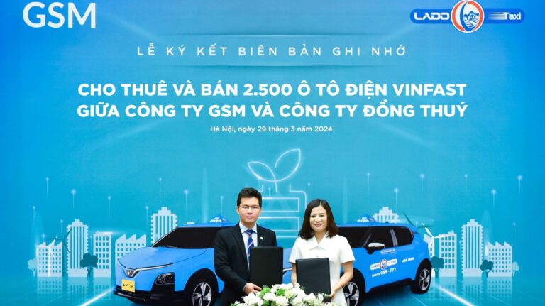 Lado taxi ký thỏa thuận mua và thuê 2.500 ô tô điện VinFast từ GSM