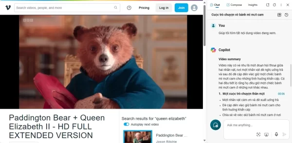 Microsoft Copilot đã hỗ trợ tóm tắt video Vimeo 3