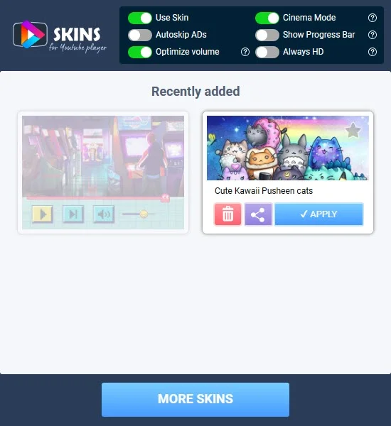 Skins for YouTube player 3