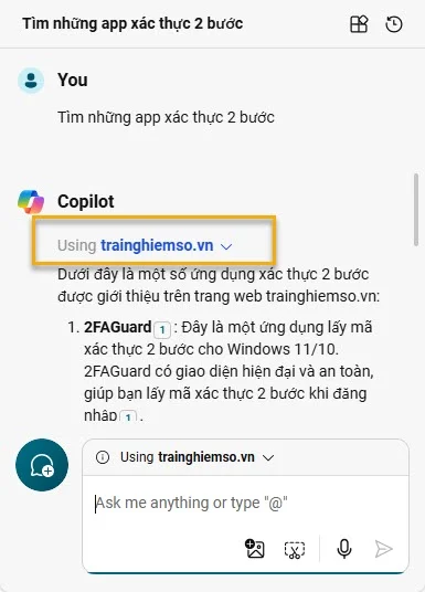 Cách hỏi Copilot tốt hơn với nguồn tìm kiếm tùy chỉnh 2