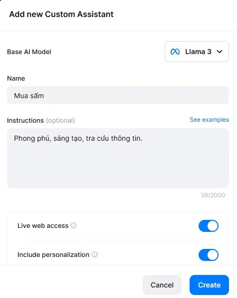 Cách tạo trợ lý AI cá nhân trên You Chat 3