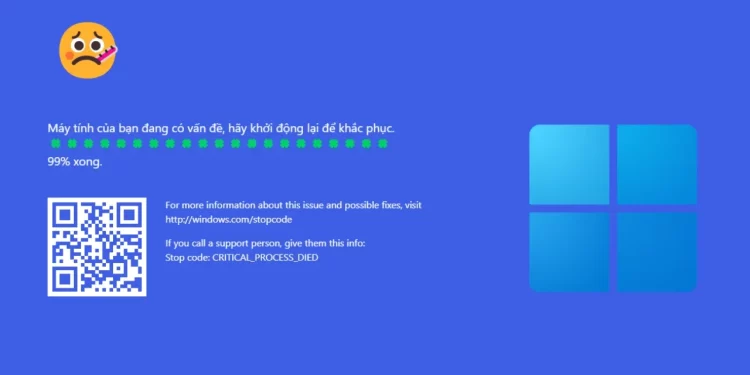 Tạo màn hình xanh chết chóc BSOD của Windows bằng tiếng Việt