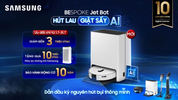 Samsung ra mắt robot hút lau giặt sấy Bespoke Jet Bot tích hợp công nghệ AI