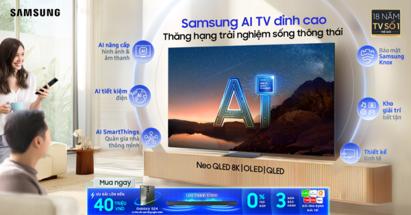 Samsung giữ 46,3% thị phần TV tại Việt Nam năm 2023, chiếm lĩnh phân khúc TV màn hình lớn
