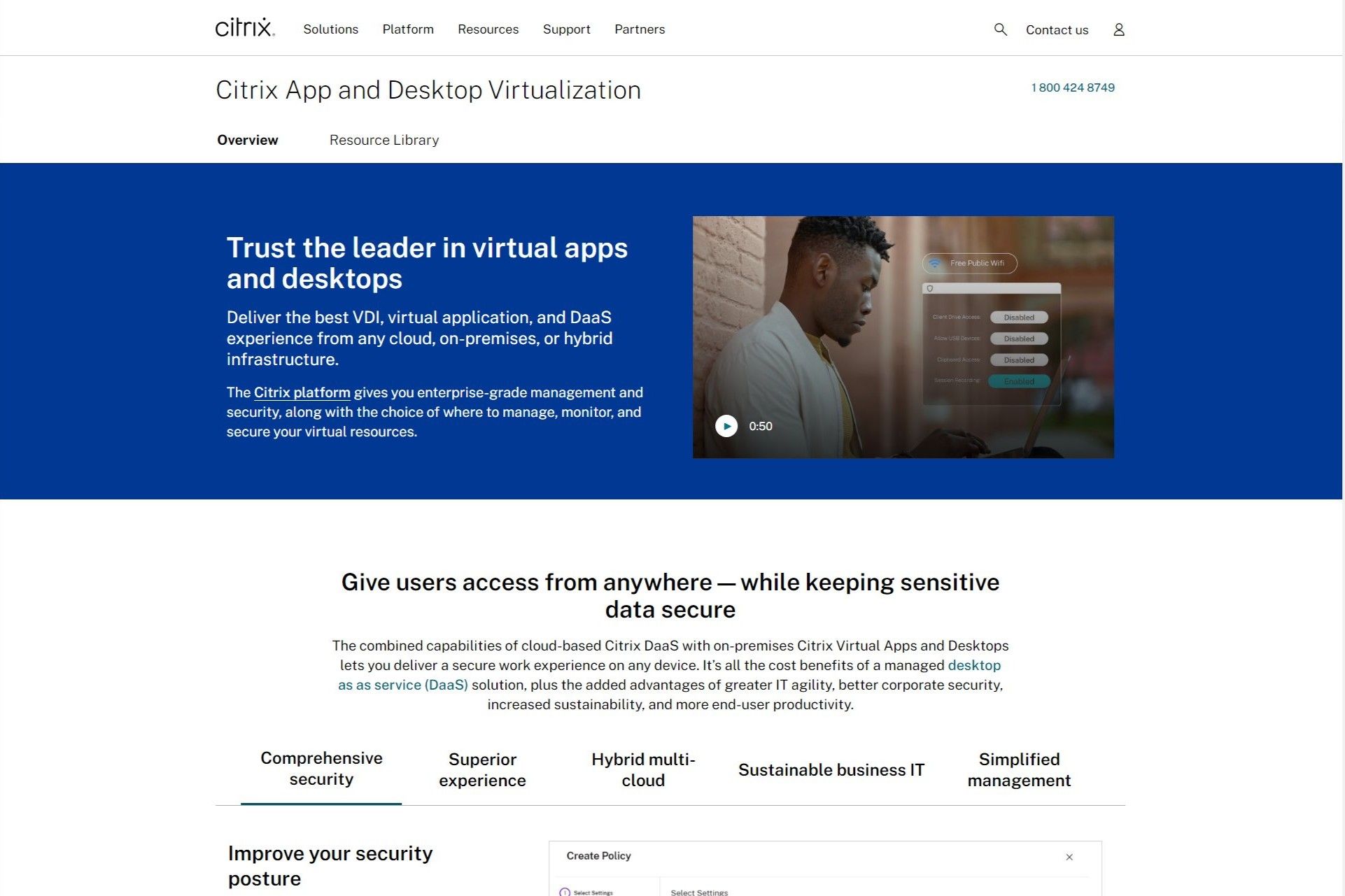 Screenshot của trang web Citrix DaaS