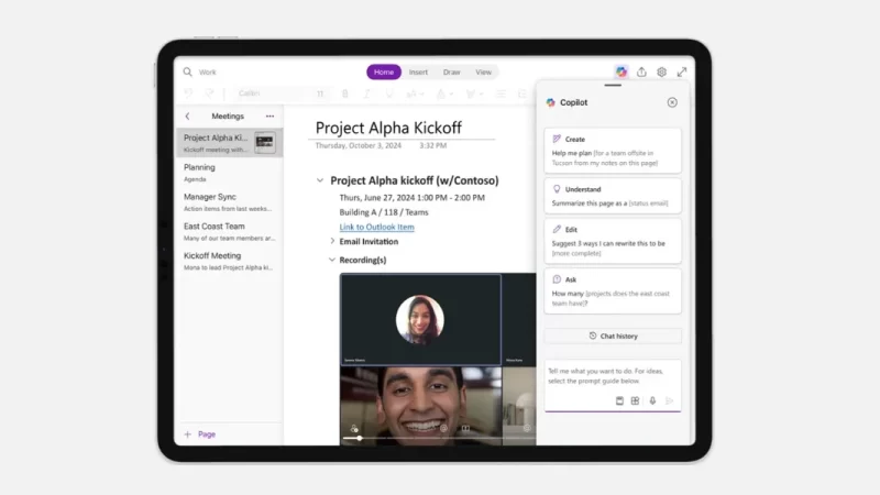 Microsoft Copilot chính thức xuất hiện trên OneNote dành cho Mac và iPad