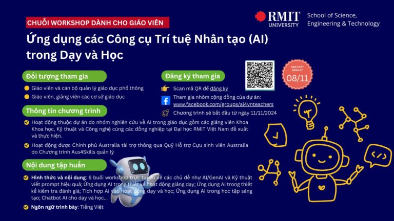 Đại học RMIT tổ chức tập huấn miễn phí về ứng dụng AI trong dạy và học