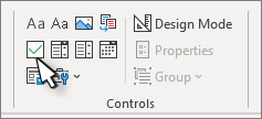Hướng dẫn tạo danh sách kiểm tra (checklist) trong Word Checkbox control in the Controls group on the developer ribbon.
