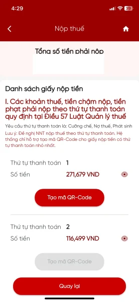 Cách đóng tiền thuế kinh doanh TMĐT trên eTax Mobile 5