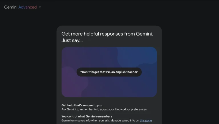 Gemini ra mắt tính năng nhớ thông tin bạn nhập