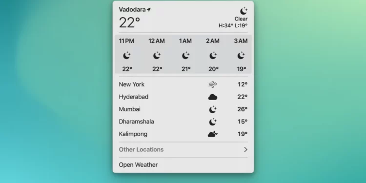 Ứng dụng Thời tiết chính thức đến với thanh menu trên Mac
