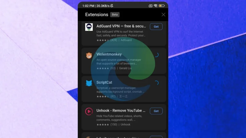 Microsoft Edge sắp có tiện ích mở rộng chính thức trên Android