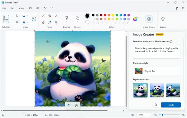 Dùng thử Image Creator trong Microsoft Paint 6