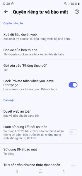 Trải nghiệm trình duyệt di động Startpage 4