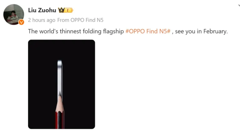 Oppo Find N5: điện thoại gập mỏng nhất với thiết kế titanium sắp ra mắt