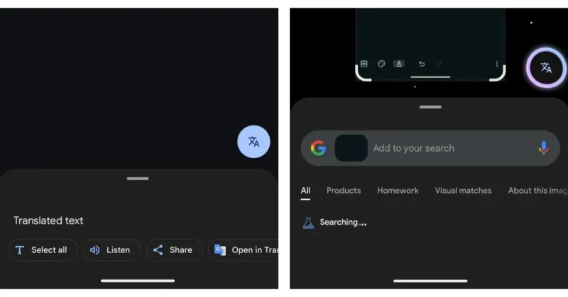 Google Lens thử nghiệm nút dịch mới với hiệu ứng nhấp nháy