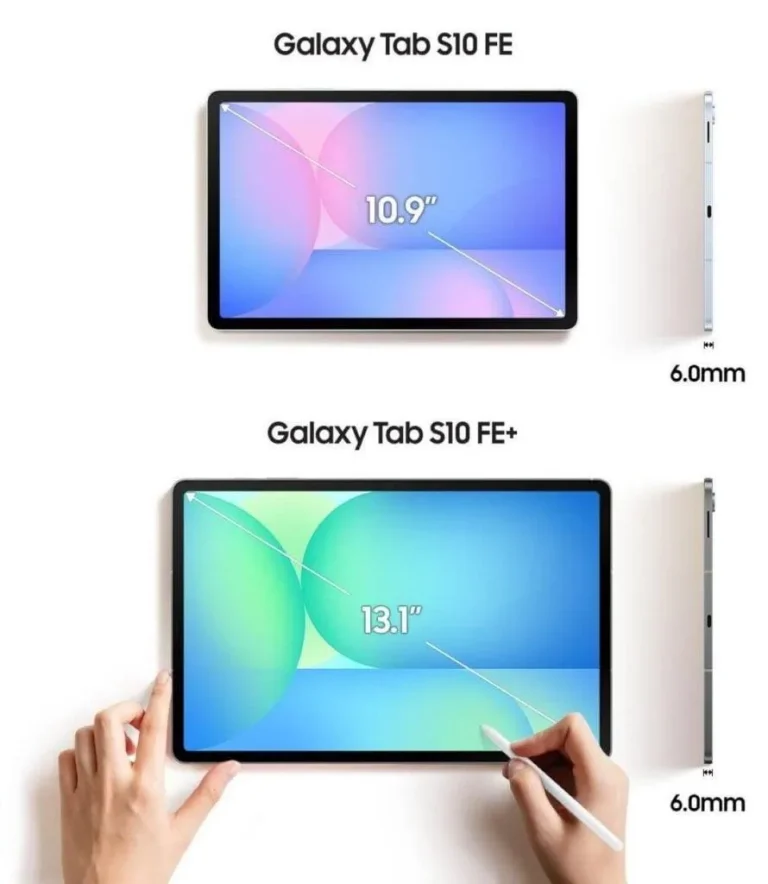 Galaxy Tab S10 FE và S10 FE+ có sự khác biệt kích thước rõ rệt trong rò rỉ mới