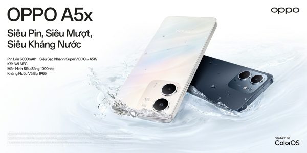 Ra mắt OPPO A5x: Kháng nước và bụi đạt chuẩn IP65, pin 6000mAh, giá từ 3.69 triệu đồng