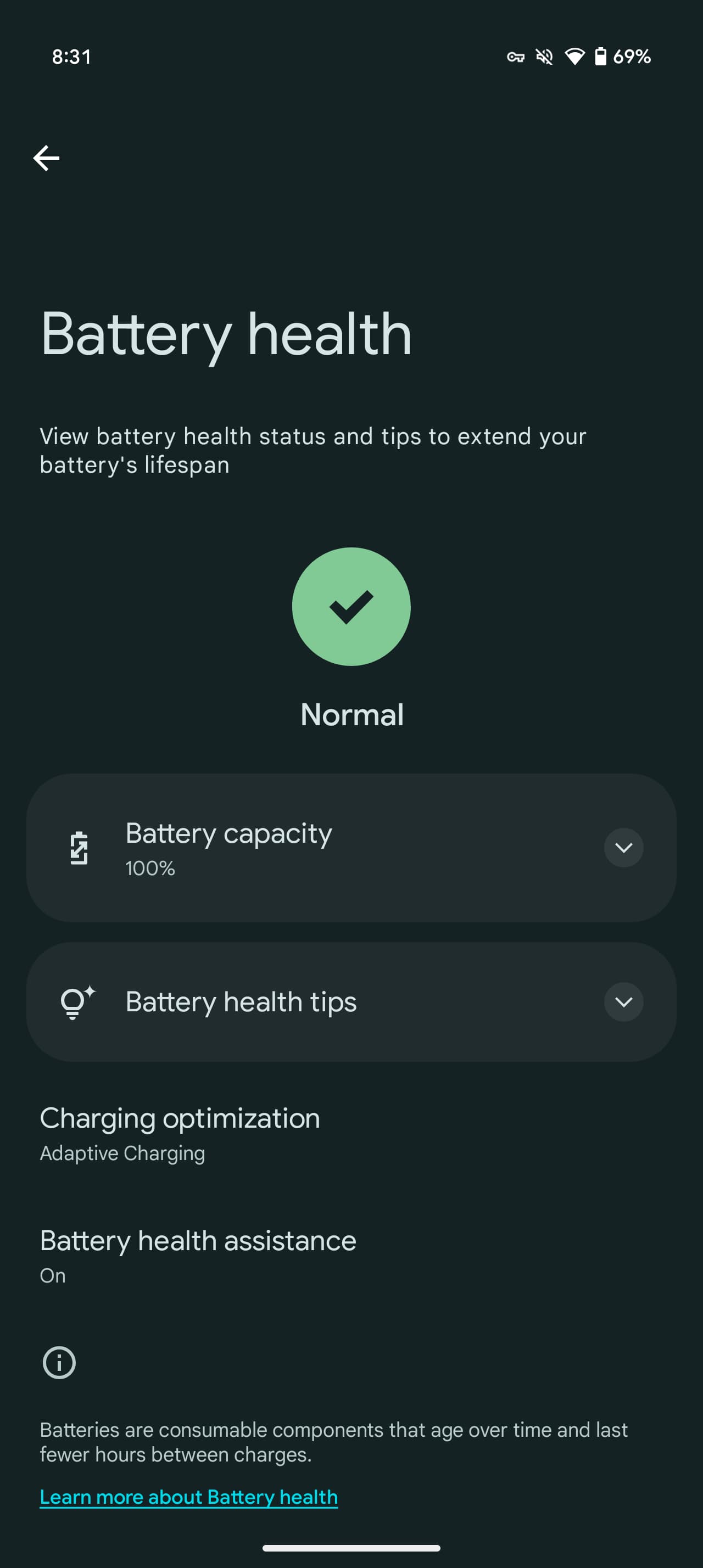 Android 16 Battery health