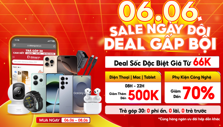 Deal sắm đồ công nghệ 6/6: iPhone 16 Pro Max giảm hơn 5 triệu, máy massage giảm 73%, phụ kiện từ 66 nghìn đồng