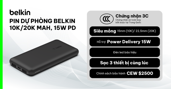 Belkin đạt chứng nhận CCC cho hầu hết các dòng sạc dự phòng