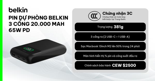 Belkin đạt chứng nhận CCC cho hầu hết các dòng sạc dự phòng