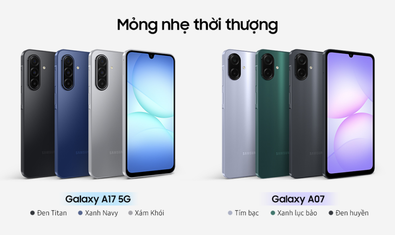 Samsung ra mắt Galaxy A17 và Galaxy A07 mới, giá từ 3.39 triệu đồng kèm quà hấp dẫn