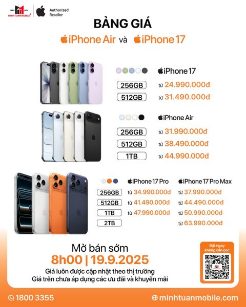 Minh Tuấn Mobile chính thức mở đặt cọc iPhone 17 tại Việt Nam