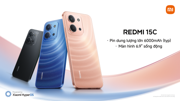 Redmi 15C – smartphone pin 6.000mAh, màn hình 6,9 inch, giá chưa tới 4 triệu