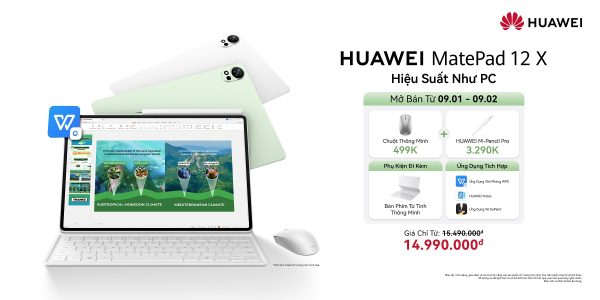Huawei giới thiệu máy tính bảng HUAWEI MatePad 12 X mỏng, nhẹ tại Việt Nam